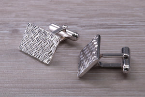 Gentleman's Cufflinks. Patterned rectangle profile, made from solid sterling silver traditional cufflinks with swivel back fittings.