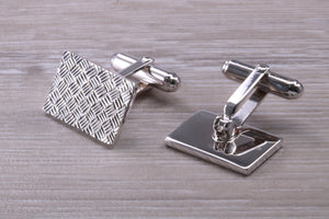 Gentleman's Cufflinks. Patterned rectangle profile, made from solid sterling silver traditional cufflinks with swivel back fittings.
