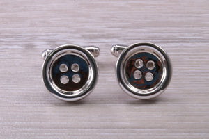 Gentleman's Cufflinks. Round Button profile, made from solid sterling silver traditional cufflinks with swivel back fittings.