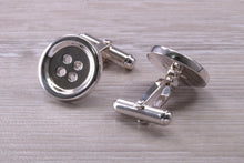 Load image into Gallery viewer, Gentleman&#39;s Cufflinks. Round Button profile, made from solid sterling silver traditional cufflinks with swivel back fittings.