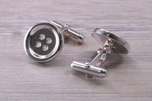 Gentleman's Cufflinks. Round Button profile, made from solid sterling silver traditional cufflinks with swivel back fittings.