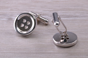 Gentleman's Cufflinks. Round Button profile, made from solid sterling silver traditional cufflinks with swivel back fittings.