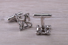 Load image into Gallery viewer, Gentleman&#39;s Cufflinks. Patterned square profile, made from solid sterling silver traditional cufflinks with swivel back fittings.