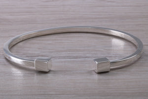 Solid Square Profile Torque Bangle, Completely Made from Solid Silver