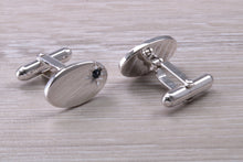Load image into Gallery viewer, Natural Sapphire set Gentleman's Cufflinks. Oval profile, made from solid sterling silver, traditional cufflinks with swivel back fittings.