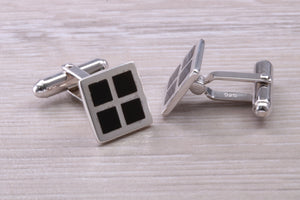 Natural Black Onyx set Gentleman's Cufflinks. made from solid sterling silver, traditional cufflinks with swivel back fittings.