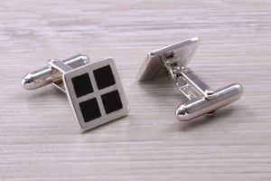 Natural Black Onyx set Gentleman's Cufflinks. made from solid sterling silver, traditional cufflinks with swivel back fittings.