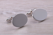 Load image into Gallery viewer, Large Gentleman's Cufflinks. Oval profile, made from solid sterling silver traditional cufflinks with swivel back fittings.
