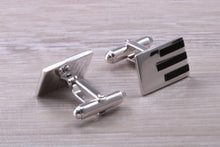 Load image into Gallery viewer, Natural Black Onyx set Gentleman&#39;s Cufflinks. made from solid sterling silver, traditional cufflinks with swivel back fittings.