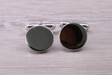 Load image into Gallery viewer, Gentleman's Cufflinks. Round profile, made from solid sterling silver traditional cufflinks with swivel back fittings.