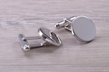 Load image into Gallery viewer, Gentleman's Cufflinks. Round profile, made from solid sterling silver traditional cufflinks with swivel back fittings.