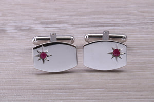 Ruby set Gentleman's Silver Cufflinks