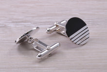 Load image into Gallery viewer, Natural Black Onyx set Gentleman&#39;s Cufflinks. made from solid sterling silver, traditional cufflinks with swivel back fittings