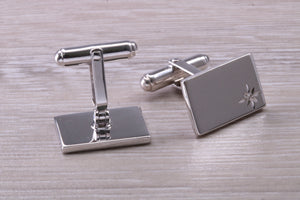 Natural Diamond set Gentleman's Cufflinks. made from solid sterling silver, traditional cufflinks with swivel back fittings.