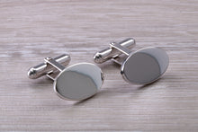 Load image into Gallery viewer, Gentleman&#39;s Cufflinks. Oval profile, made from solid sterling silver traditional cufflinks with swivel back fittings.