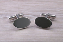 Load image into Gallery viewer, Gentleman&#39;s Cufflinks. Oval profile, made from solid sterling silver traditional cufflinks with swivel back fittings.