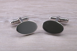 Gentleman's Cufflinks. Oval profile, made from solid sterling silver traditional cufflinks with swivel back fittings.
