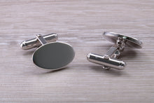 Load image into Gallery viewer, Gentleman&#39;s Cufflinks. Oval profile, made from solid sterling silver traditional cufflinks with swivel back fittings.