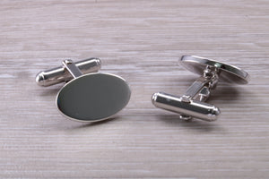 Gentleman's Cufflinks. Oval profile, made from solid sterling silver traditional cufflinks with swivel back fittings.