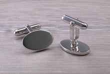 Load image into Gallery viewer, Gentleman&#39;s Cufflinks. Oval profile, made from solid sterling silver traditional cufflinks with swivel back fittings.