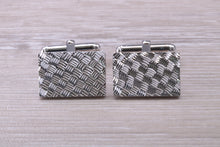 Load image into Gallery viewer, Gentleman&#39;s Cufflinks. Patterned rectangle profile, made from solid sterling silver traditional cufflinks with swivel back fittings.