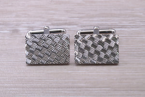 Gentleman's Cufflinks. Patterned rectangle profile, made from solid sterling silver traditional cufflinks with swivel back fittings.