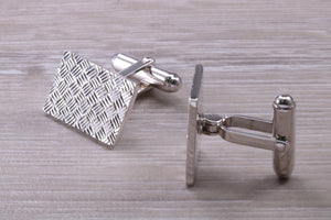 Gentleman's Cufflinks. Patterned rectangle profile, made from solid sterling silver traditional cufflinks with swivel back fittings.