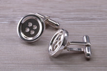 Load image into Gallery viewer, Gentleman&#39;s Cufflinks. Round Button profile, made from solid sterling silver traditional cufflinks with swivel back fittings.