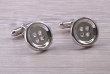 Load image into Gallery viewer, Gentleman&#39;s Cufflinks. Round Button profile, made from solid sterling silver traditional cufflinks with swivel back fittings.