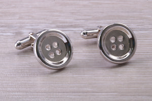 Gentleman's Cufflinks. Round Button profile, made from solid sterling silver traditional cufflinks with swivel back fittings.