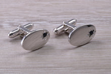 Load image into Gallery viewer, Natural Sapphire set Gentleman's Cufflinks. Oval profile, made from solid sterling silver, traditional cufflinks with swivel back fittings.