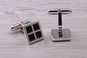 Natural Black Onyx set Gentleman's Cufflinks. made from solid sterling silver, traditional cufflinks with swivel back fittings.