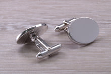 Load image into Gallery viewer, Large Gentleman's Cufflinks. Oval profile, made from solid sterling silver traditional cufflinks with swivel back fittings.