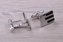 Load image into Gallery viewer, Natural Black Onyx set Gentleman&#39;s Cufflinks. made from solid sterling silver, traditional cufflinks with swivel back fittings.