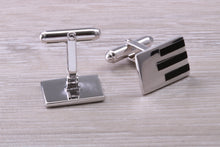 Load image into Gallery viewer, Natural Black Onyx set Gentleman&#39;s Cufflinks. made from solid sterling silver, traditional cufflinks with swivel back fittings.