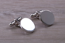 Load image into Gallery viewer, Gentleman's Cufflinks. Round profile, made from solid sterling silver traditional cufflinks with swivel back fittings.