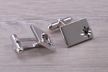 Load image into Gallery viewer, Natural Sapphire set Gentleman&#39;s Cufflinks. Rectangle profile, solid sterling silver, traditional cufflinks with swivel back fittings.
