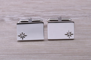 Natural Diamond set Gentleman's Cufflinks. made from solid sterling silver, traditional cufflinks with swivel back fittings.