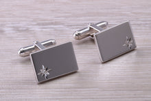 Load image into Gallery viewer, Natural Diamond set Gentleman&#39;s Cufflinks. made from solid sterling silver, traditional cufflinks with swivel back fittings.