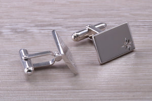 Natural Diamond set Gentleman's Cufflinks. made from solid sterling silver, traditional cufflinks with swivel back fittings.