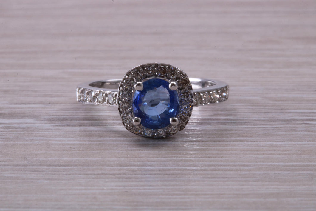 AAA Grade Tanzanite and Diamond Halo Ring
