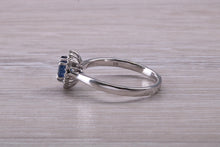 Load image into Gallery viewer, Beautiful Blue Sapphire and Diamond Halo set Ring