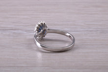 Load image into Gallery viewer, Beautiful Blue Sapphire and Diamond Halo set Ring