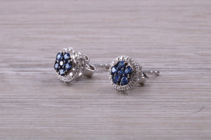 Blue Sapphire and Diamond Interchangeable Halo set Stud Earrings