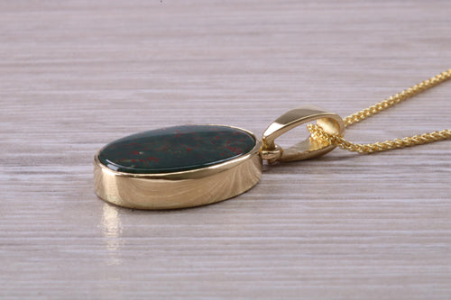 Oval Bloodstone set Yellow Gold Necklace