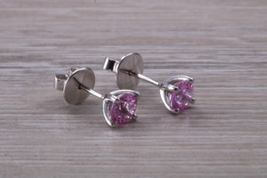 One carat Round cut Pink Sapphire Stud Earrings