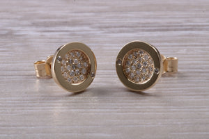 Diamond Cluster set Yellow Gold Stud Earrings
