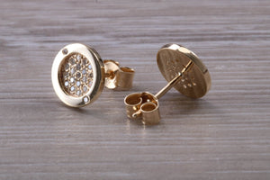 Diamond Cluster set Yellow Gold Stud Earrings