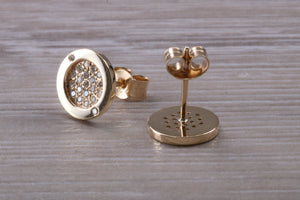 Diamond Cluster set Yellow Gold Stud Earrings