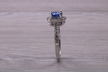Load image into Gallery viewer, AAA Grade Tanzanite and Diamond Halo Ring